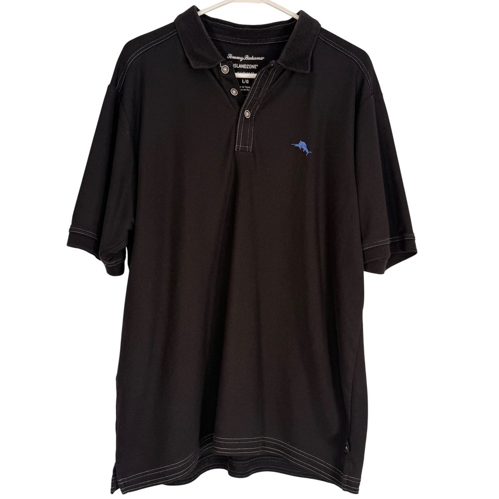 Tommy Bahama IslandZone Black Supima Cotton Blend Polo Shirt Mens Large L
